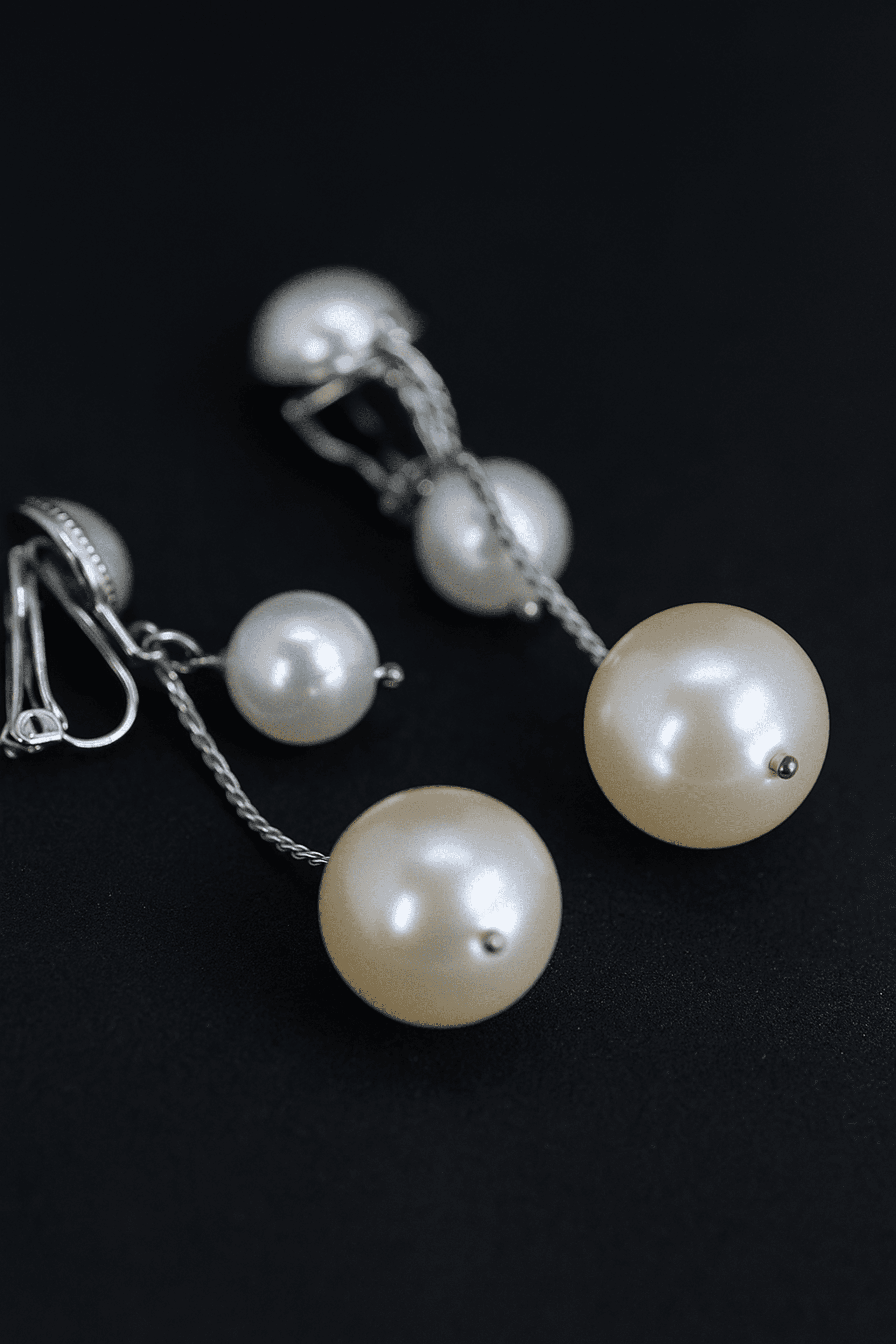 Luna Blanca – Pendientes de perlas con clip - 2